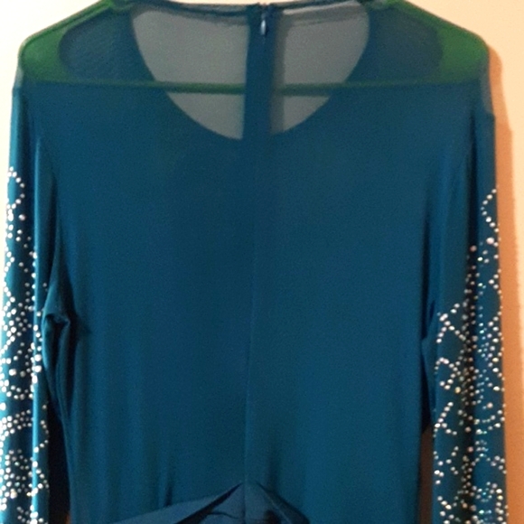 Forest green jumpsuit with multi colored rhinestones - Picture 6 of 10